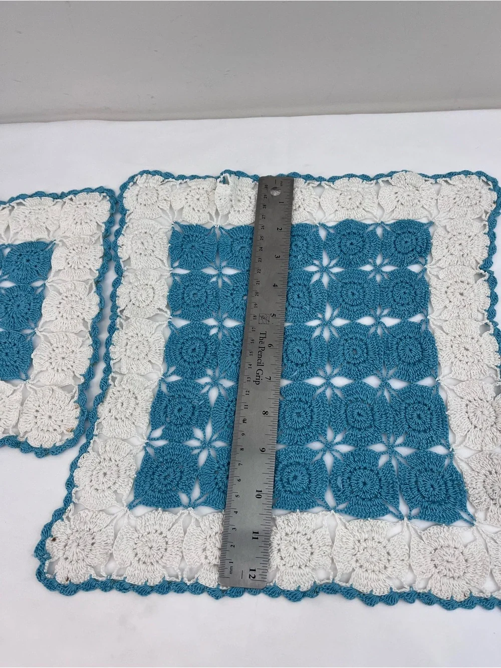 Matching Doily Set Teal and Cream